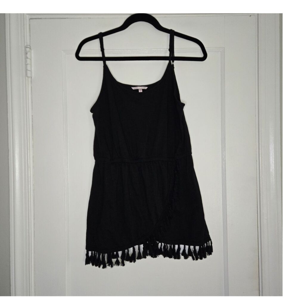 Victoria Secret Fringe Dress Womens SP Black Sleeveless Cotton Blend